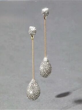 NEW Alexis Bittar Teardrop Drop Earrings Silver Gold C Z Origami JL01